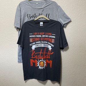 Basketball Mom Lot Of 2 Tee Shirts. Very Good Condition. Sizes L And XL.